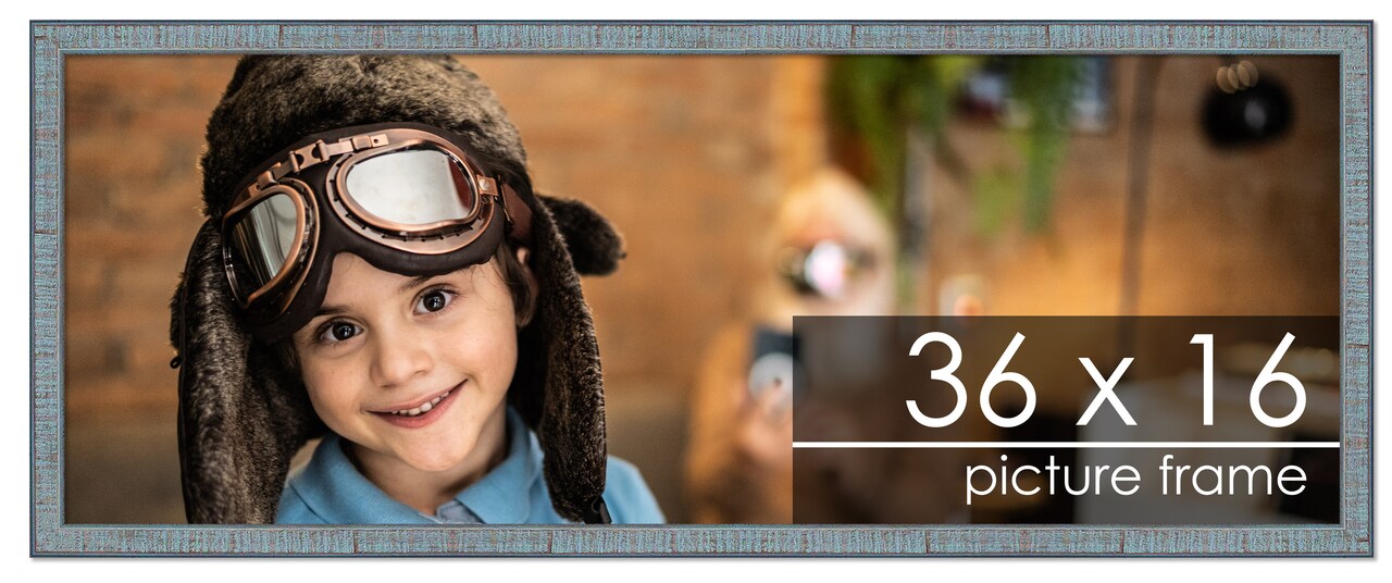 Panoramic Textured Blue Picture Frame - UV Acrylic, Foam Board Backing, Hanging Hardware